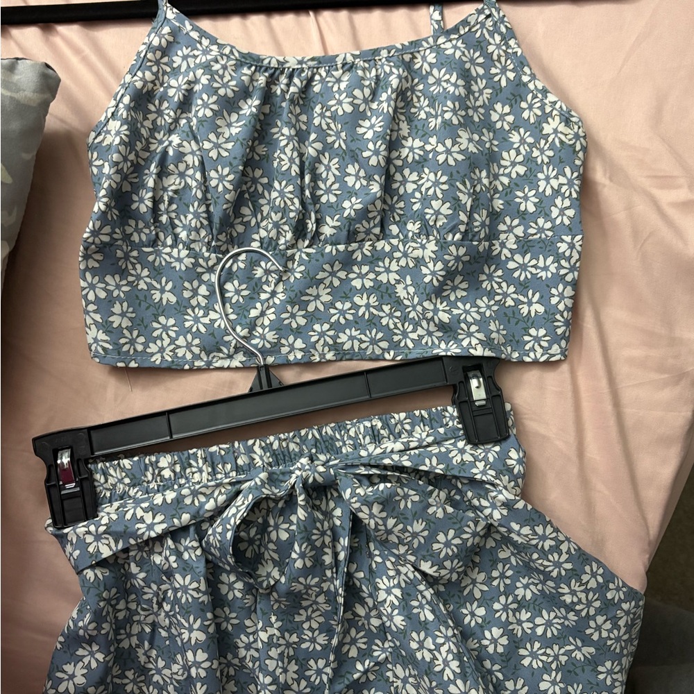 PacSun Blue Floral Skirt Set